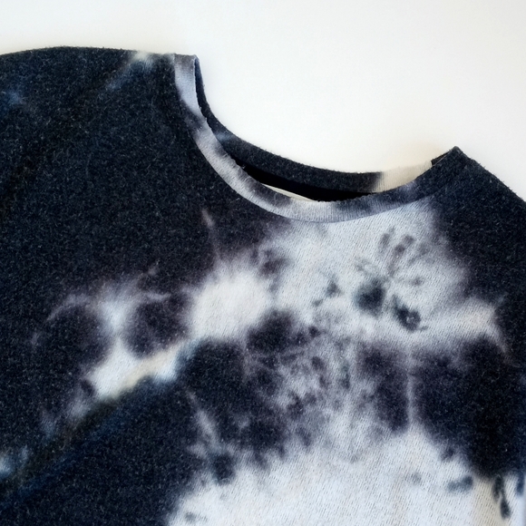 Melloday Women's Blue White Tie Dye Rayon Blend Long Sleeve Sweatshirt Sweater L - Picture 2 of 9